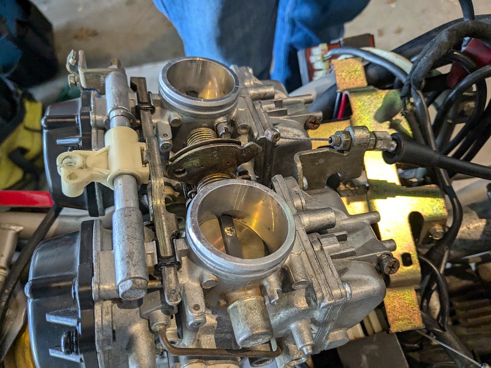 view of the dual carburetors