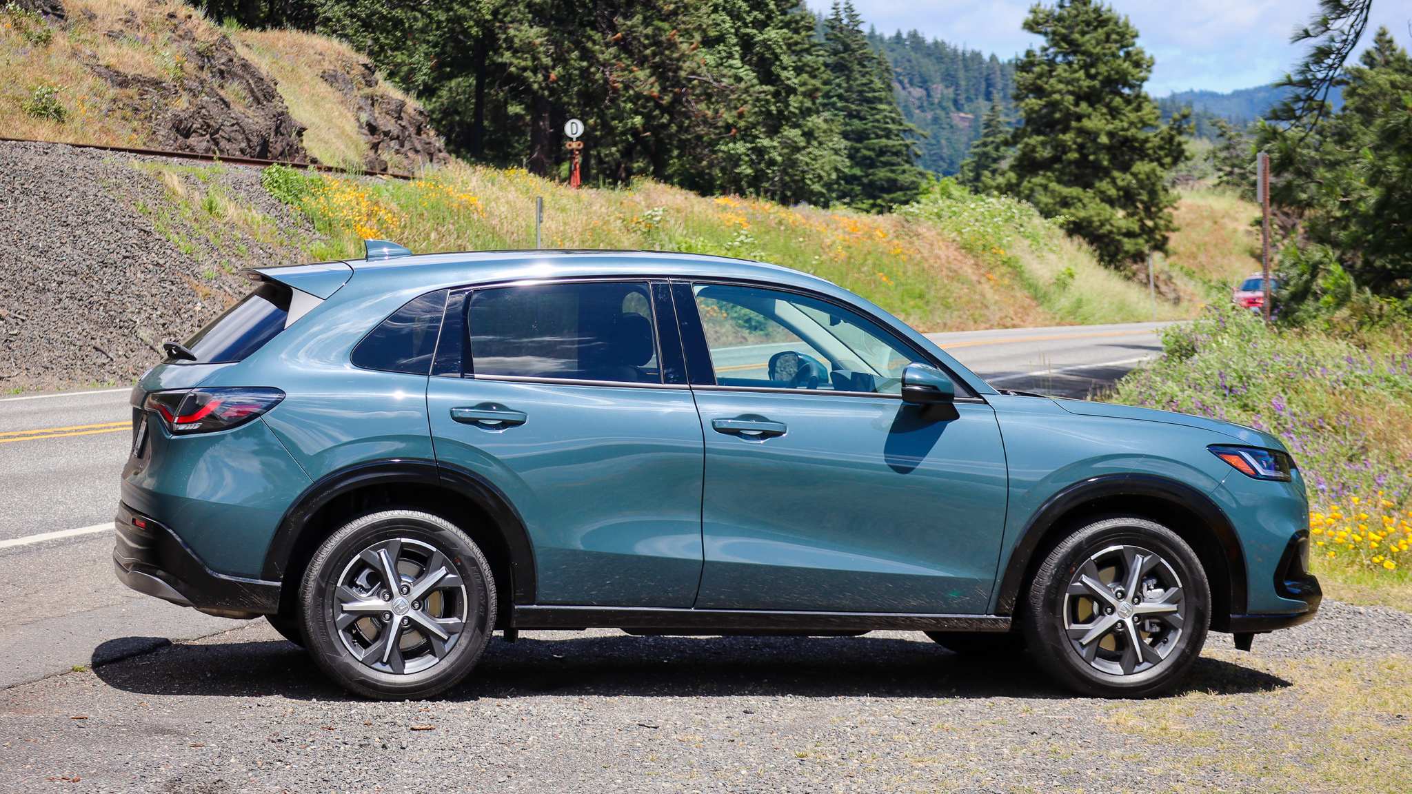 2023 Honda HR-V parked on the side of the road rear 3/4